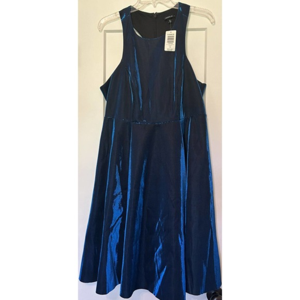 Torrid Blue Sparkle Halter sleeveless midi Party Wedding Dress Size‎ 12